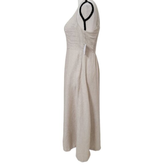Old Navy Size XS Natural Linen Color, Fit & Flare Linen-Blend Midi Dress - Picture 5 of 13